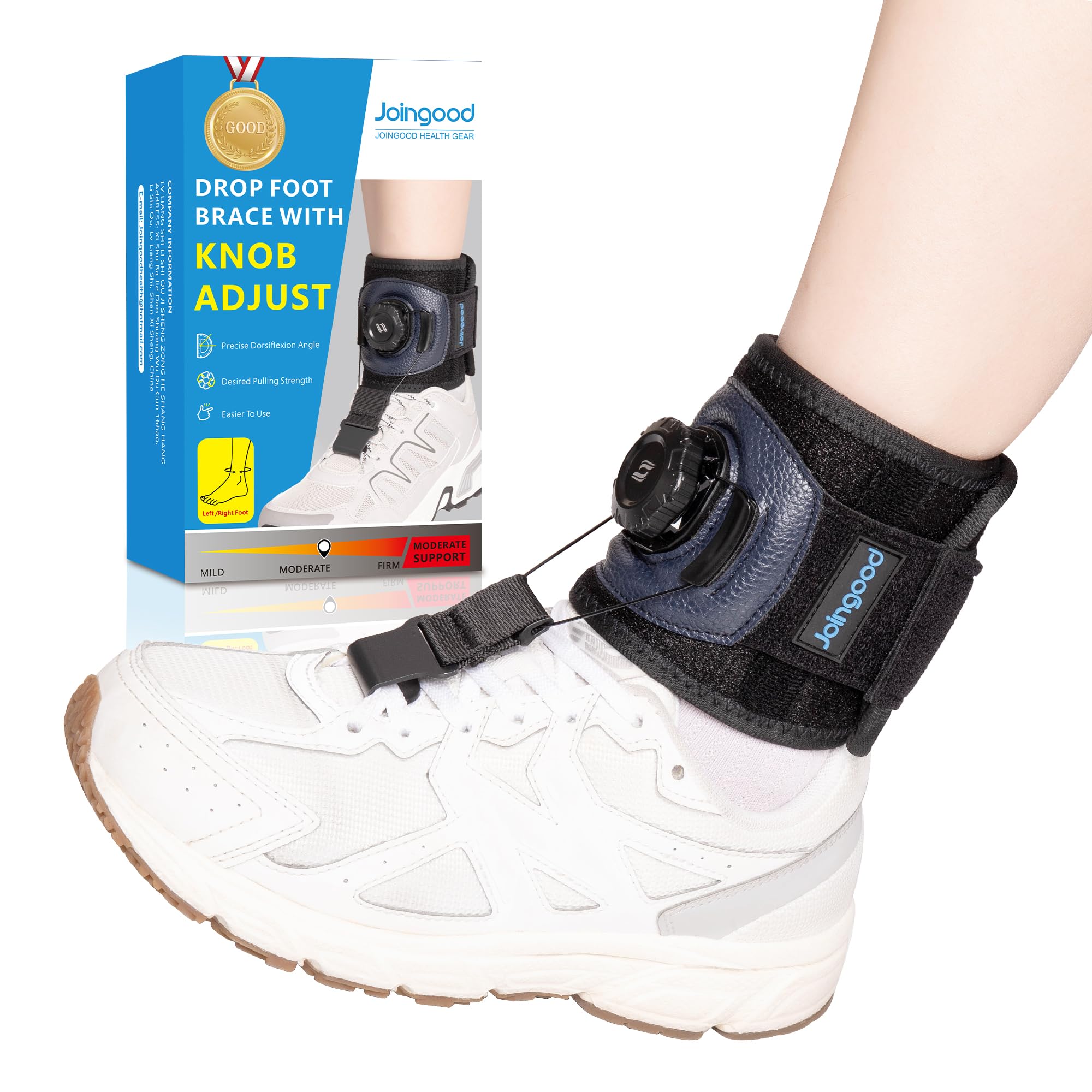 joingood AFO Foot Drop Brace for Walking with Shoes, Drop Foot Brace with Reel-Adjust Dorsiflexion Assist, Adjustable Foot Brace for Drop Foot Support, Fits Left or Right Foot for Women Men(L/XL)