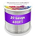 20Gauge Silver Aluminum Crafts Wire 400FT, for Jewelry Crafting, Gemstone Metal Coiling, Sculpting, Armature, Jewelry Making Beading Floral Soft DIY Metal Craft Art Wires Colored and Soft