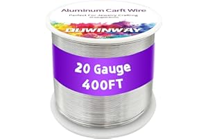 OUWINWAY 20Gauge Silver Aluminum Crafts Wire 400FT, for Jewelry Crafting, Gemstone Metal Coiling, Sculpting, Armature, Jewelry Making Beading Floral Soft DIY Metal Craft Art Wires Colored and Soft