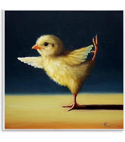 Amazon.com: Stupell Industries Cute Yellow Chick Stretching Yoga