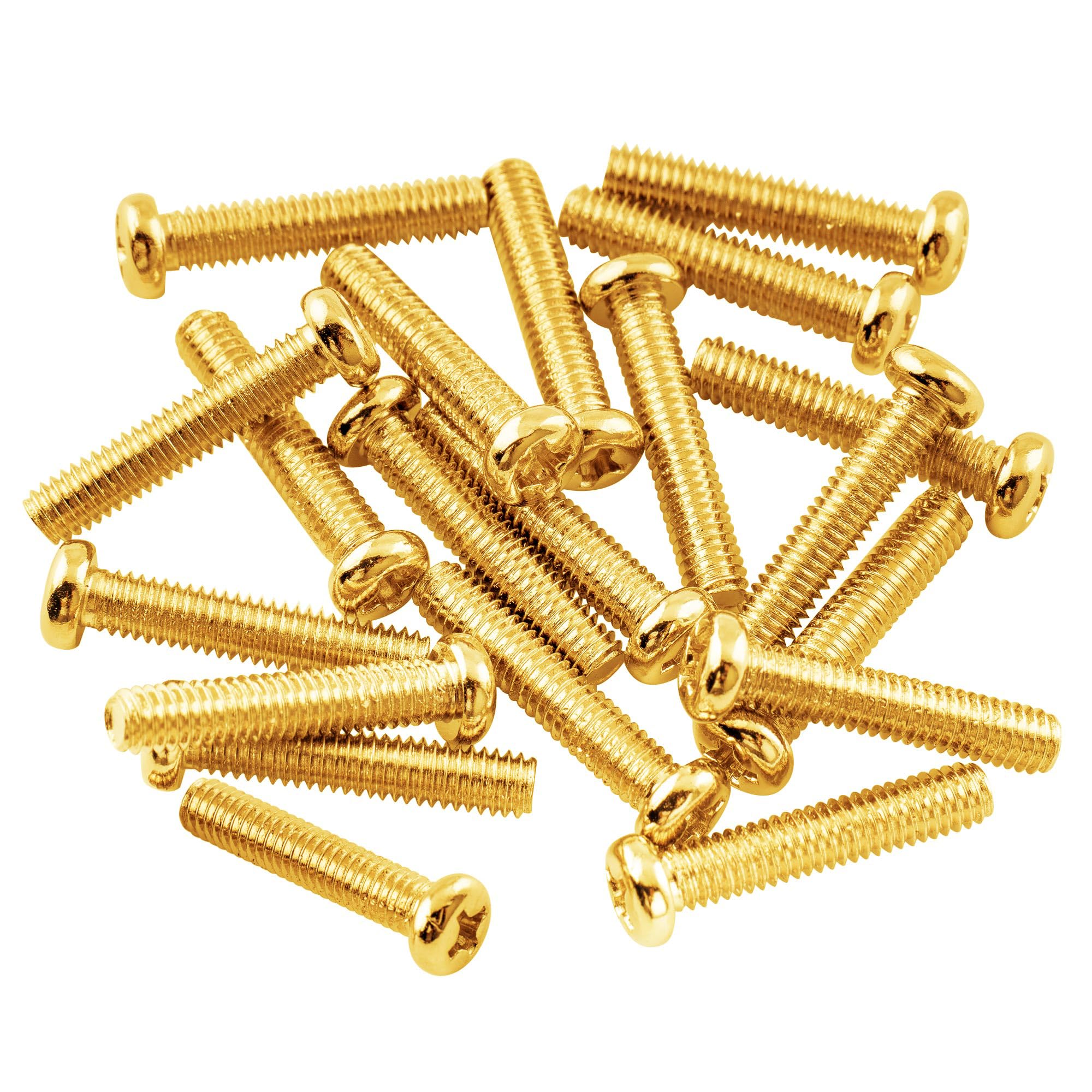 Musiclily Basic 4x20mm Metal Metric Thread Tele Bridge Pickup Mounting Screws, Gold(Set of 20)