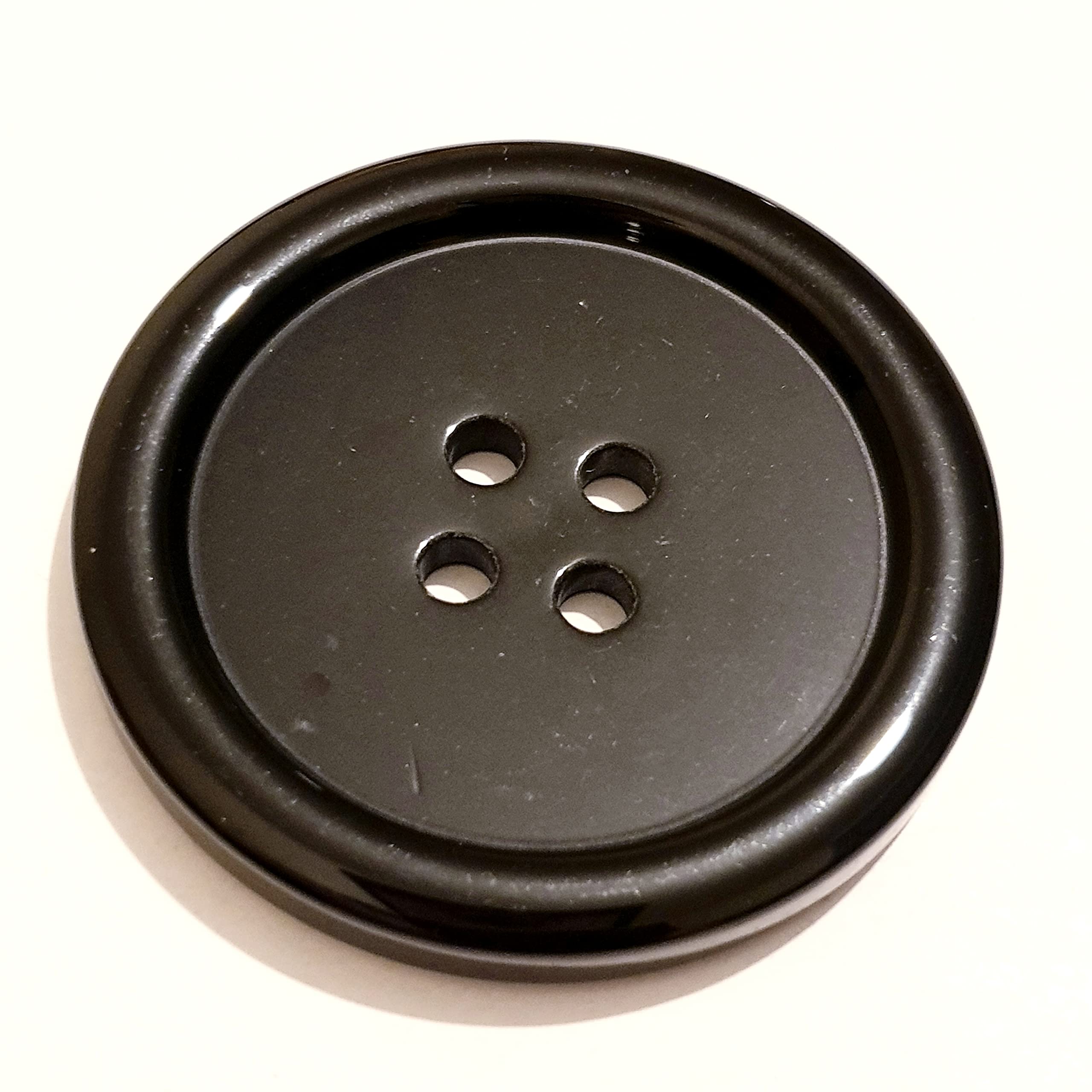 MajorCrafts 4pcs 50mm Black 4 Holes Round Large Resin Sewing Buttons Arts and Crafts Embellishments