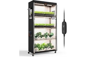 Bstrip Indoor Greenhouse with Grow Light, Plant Stand with 4 Pack 24W Full Spectrum Plant Lights , Plant Shelf with Tent for Indoor Plant, Seed Starting, Seed Tray, 29.5"x13.8"x59"