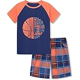 Beezizac Boys Pajamas CATCH SOME Z ' S Striped Summer 2-Piece Cool Short Sleeve & Shots PJs Kid Sleepwear Size 6-18