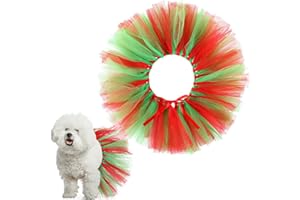 Locmeo Dog Tutu Tulle Tutu for Dogs Small Large Medium Puppy Dress Ballerina Costume Skirt for Holiday Puppy Cats Bunny Pet Outfit Birthday Wedding Party Photo Prop Supplies(Christmas Color)