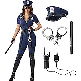 Spooktacular Creations Women Police Costume Set, Adult Cop Halloween Costumes Jumpsuit for Halloween Parties