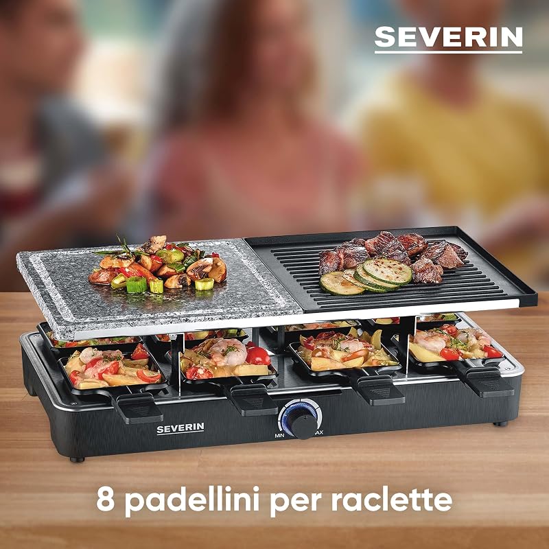 Raclette Grill, 1300W, Piastra Combinata, 8 Padelline - RG 2371