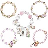 Abhtpty 5PCS Beaded Charm Bracelets for Girls Unicorn Dainty Kawaii Crystal Beads Bracelets Set for Teens Girls Adjustable Stretch Bracelet Birthday Graduation Gift For Daughter Niece Granddaughter