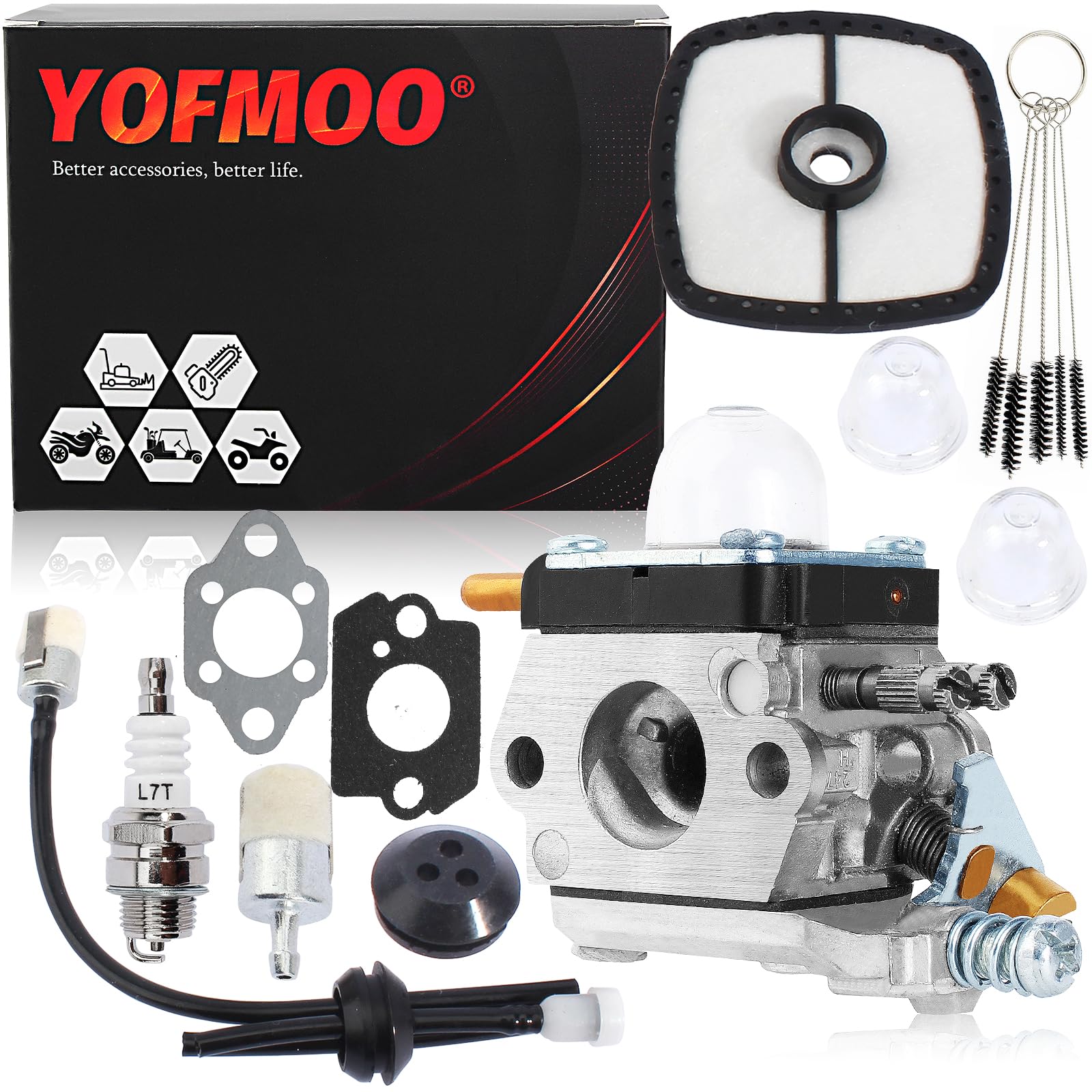 YOFMOO Carburetor for C1U-K17 C1U-K27A C1U-K27B C1U-K46 C1U-K54 C1U-K54A Echo String Trimmer Mantis Tiller 7222 7222E 7222M 7225 7230 7240 7920 7924 TC210 TC2100 LHD1700 HC1500 Cultivator