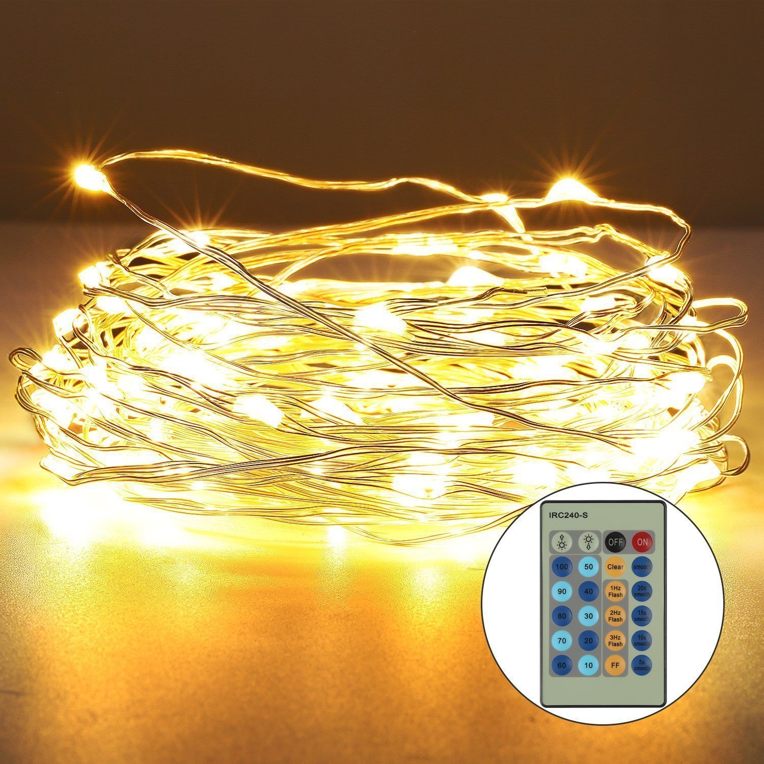 Fivanus 33Foot 100 LEDs Copper Strings Lights (Silver)