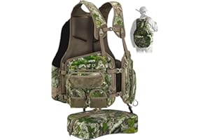 TIDEWE Turkey Vest with Seat, Hunting Vest with Game Pouch, Turkey Hunting Vest