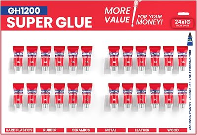 GH1200 1g x24 Superglue with Anticlog Cap All Purpose Thick & Fast Bond