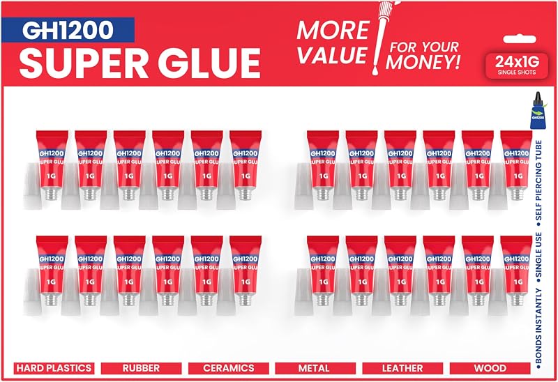 GH1200 1g x24 Superglue with Anticlog Cap All Purpose Thick & Fast Bond