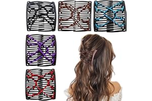 SUPTIZIZKZ 5 Pieces Stretchy Magic Hair Comb Adjustable Elastic Comb Clip for Women Girls No Crease Hair Pins Vintage Bun Maker for Curly Thick Wavy Hair Ponytail