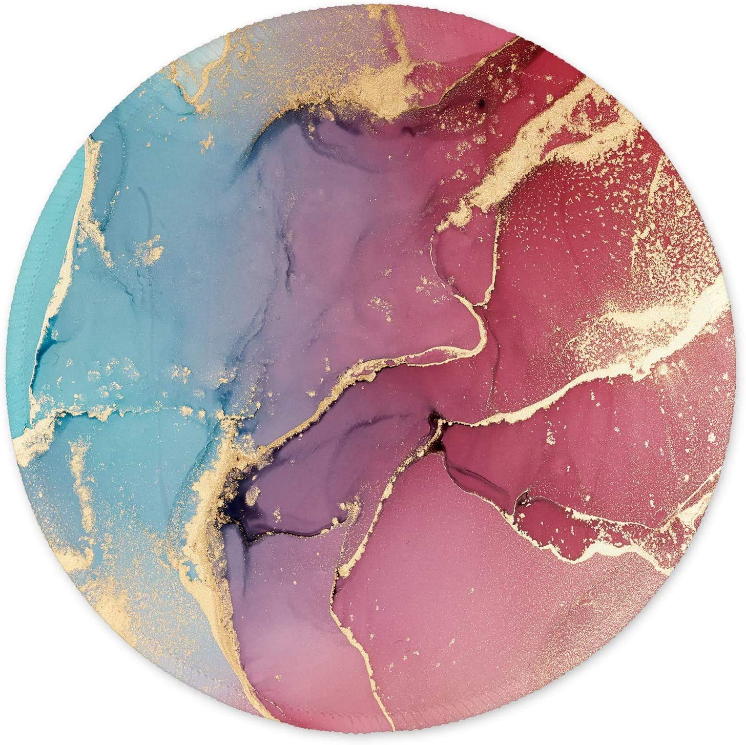 ITNRSIIET Mouse Pad with Stitched Edge, Premium-Textured Mouse Mat, Waterproof, Non-Slip Rubber Base Round Mousepad for Laptop Computer PC Office, Cute Design Desk Accessories, Modern Art Marble