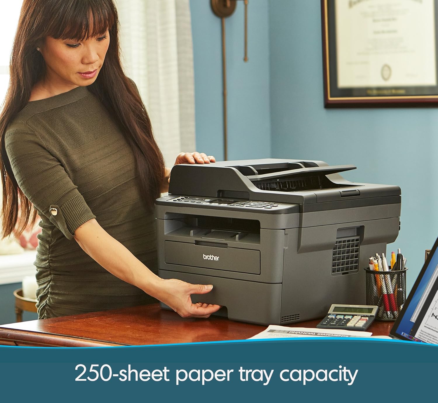 Brother Monochrome Laser Printer, Compact All-In One Printer, Multifunction Printer, MFCL2710DW, Wireless Networking and Duplex Printing,  Dash Replenishment Ready: Office Products