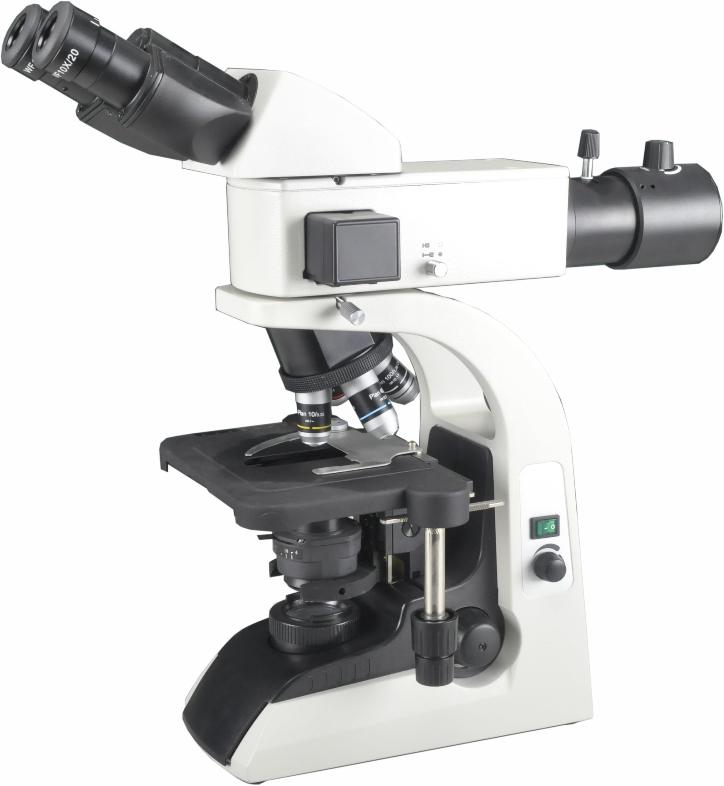 BestScope BS-2070FT (LED) Fluorescence Trinocular Compound Microscope, WF10x Eyepieces, Infinity Plan Objectives, 40x-1000x Magnification, LED Illumination, Abbe Condenser, Aperture Diaphragm, Mechanical Stage, 110V