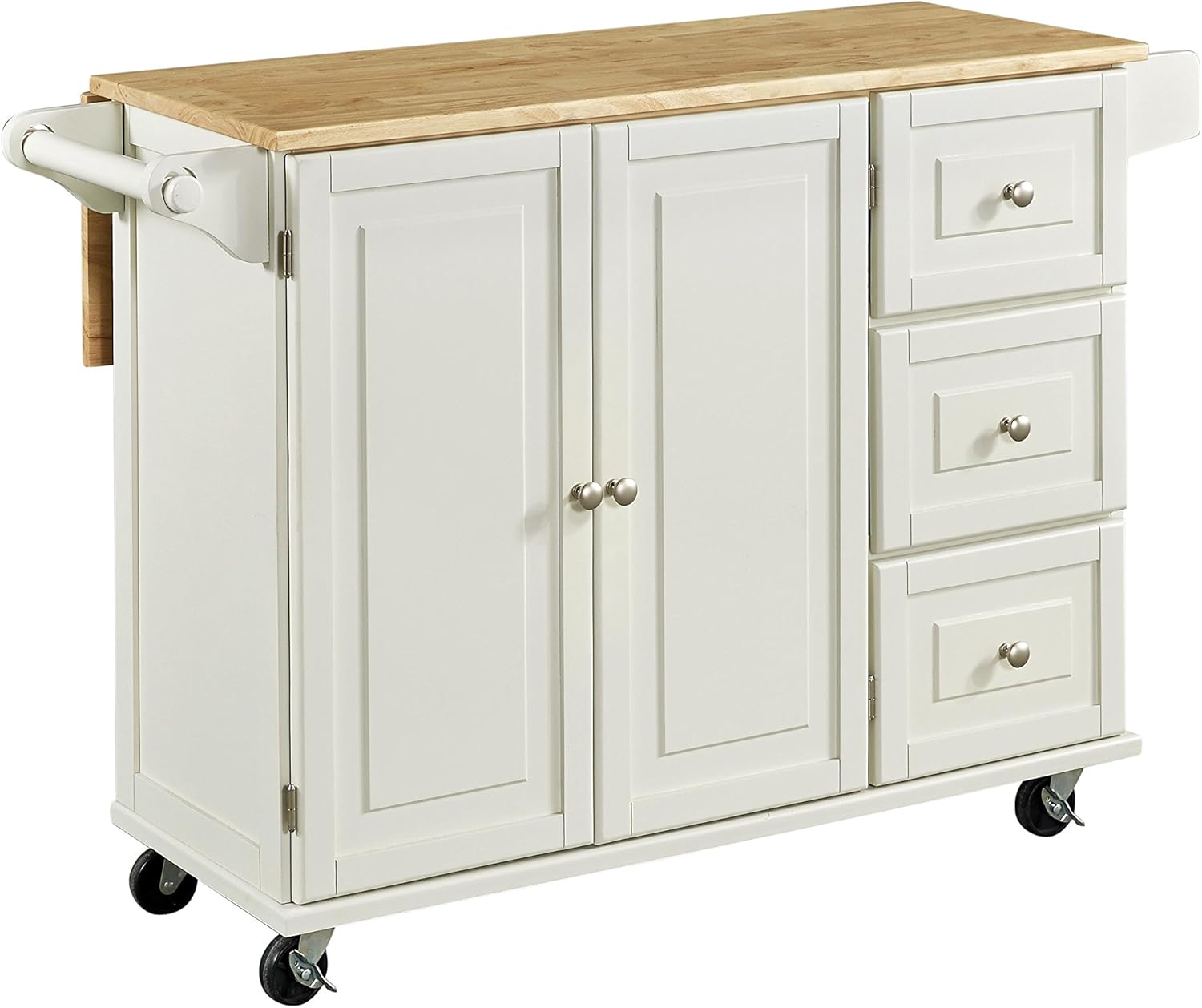 Home Styles Liberty Kitchen Cart with Wood Top - White - Kitchen Islands & Carts