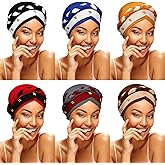 Xtinmee 6 Pcs African Turban Head Wraps for African Women Solid Color Beanie Headscarf Twisted Braid Head Wrap for Women