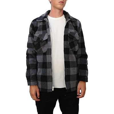 Buy MAXXSEL Mens Buffalo Plaid Fleece Jacket at Ubuy New