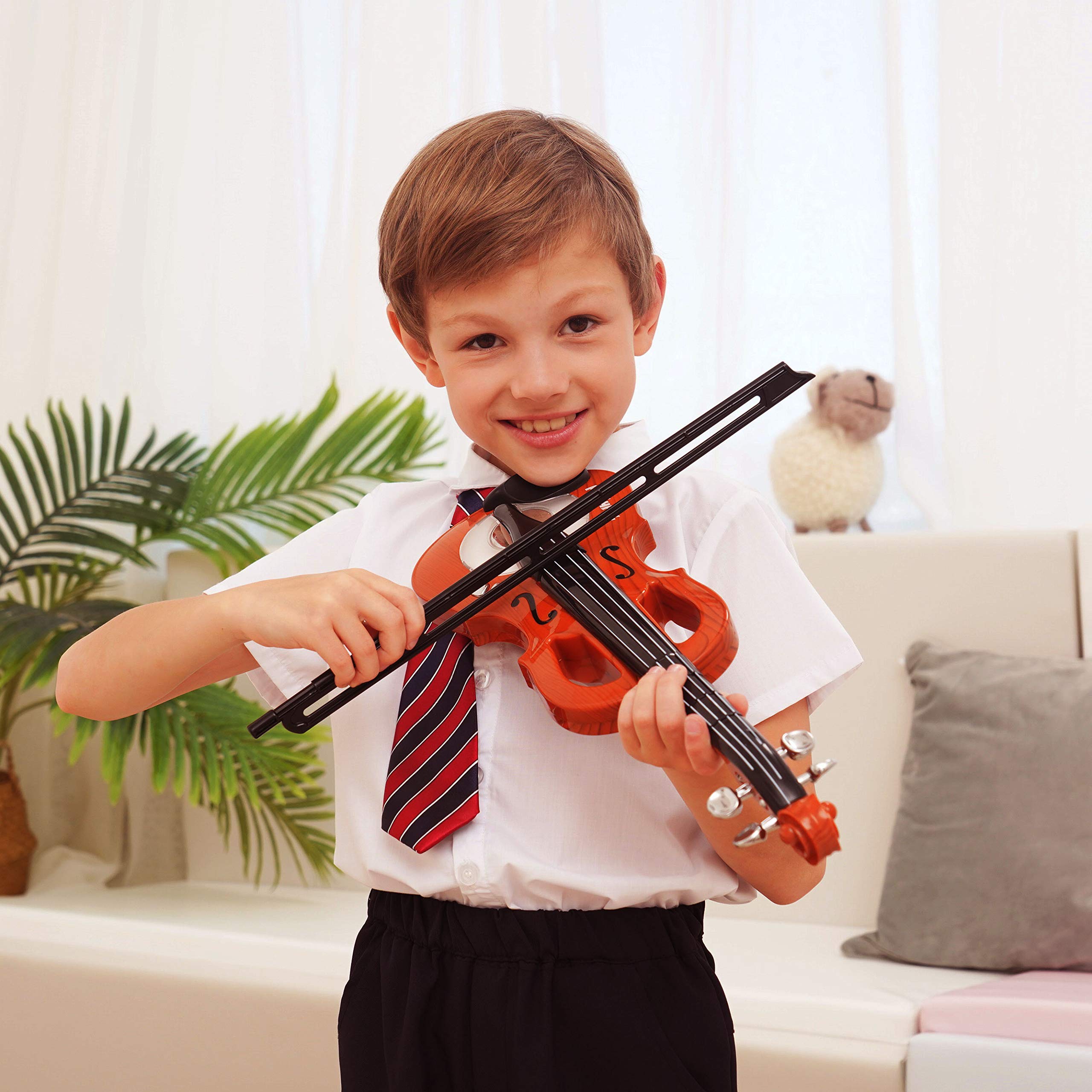 Kid's Electrical Toy Violin for Beginners with 7 Songs & Adjustable Rhythm Musical Instrument for 5-6-Year-Olds