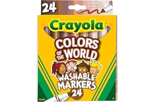 Crayola Colors of The World Markers (24 Count), Skin Tone Markers for Kids, Coloring Book Supplies, Skin Colored Markers, Gifts for Kids