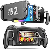EXTREMECOOL Enhanced Switch 2 Grip - Ergonomic Hard Shell with 6 Game Slots & Front Cover | Handheld Mode Only | NOT Dockable | Lightweight & Travel-Ready Protective Shell (Black)