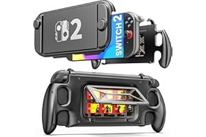 EXTREMECOOL Switch 2 Grip Hard Shell for Nintendo Switch 2, Ergonomic Nintendo Switch 2 Grip Case with 6 Game Slot, Front Cover, Handheld Mode, Lightweight, Drop-Resistant, Scratch-Resistant, Black