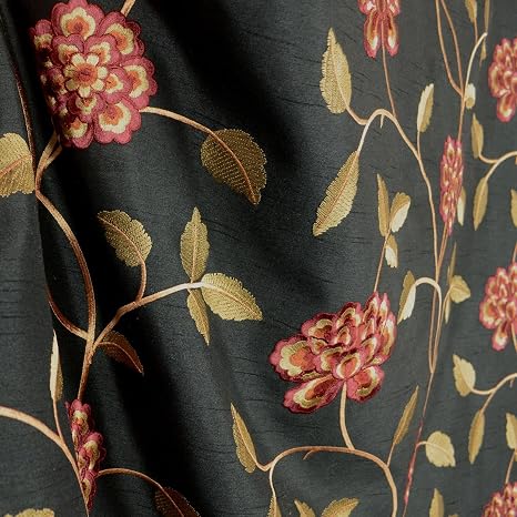 Amazon De Isabella Schwarz Rot Floral Vorhang Stoff