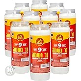 Ner Mitzvah 9 Day Yartzeit Candle - 10 Pack Kosher Yahrtzeit Memorial and Yom Kippur Candle in Plastic Holder