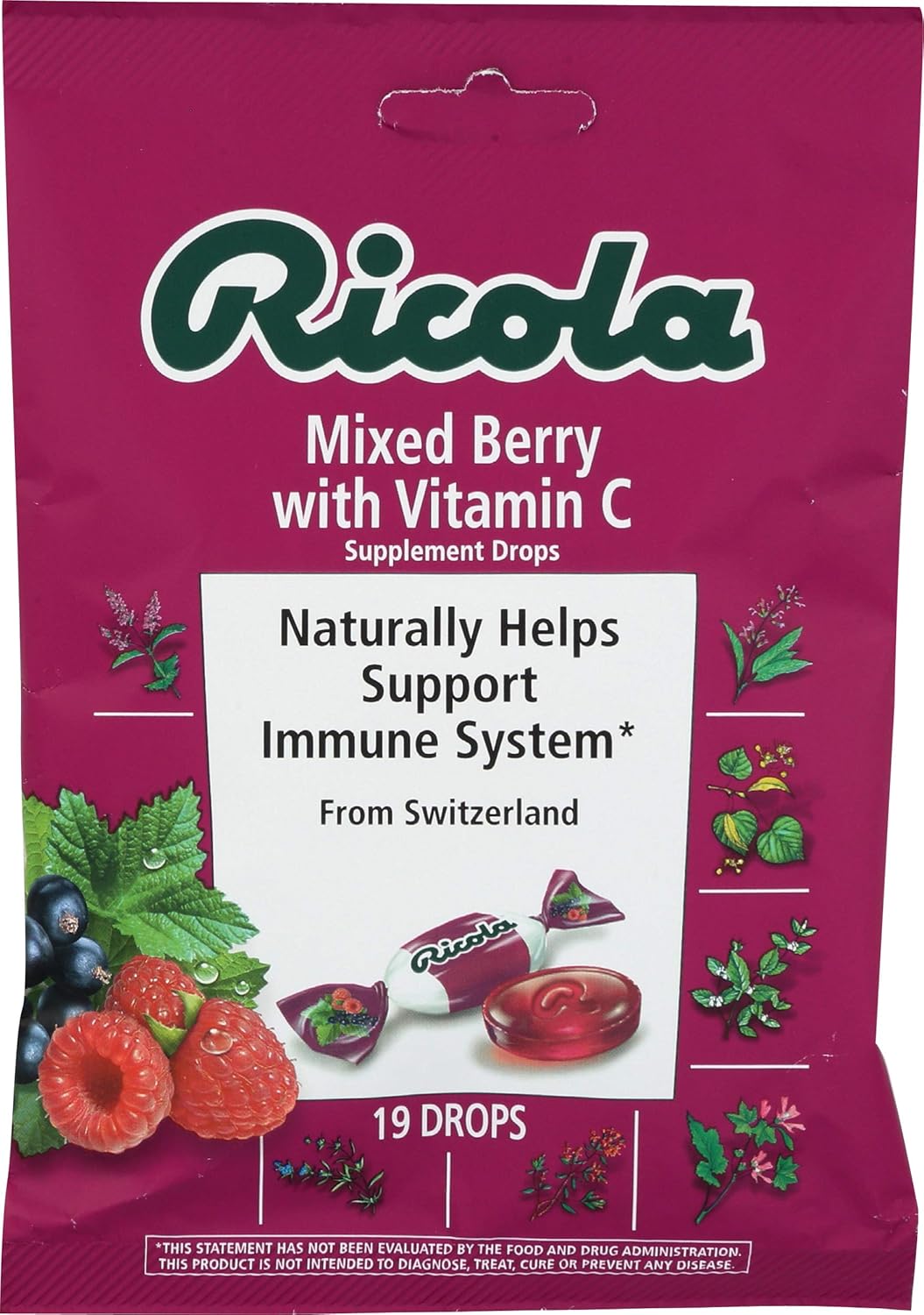 Ricola Mixed Berry with Vitamin C Supplement Drops, 19 Drops: Health & Personal Care