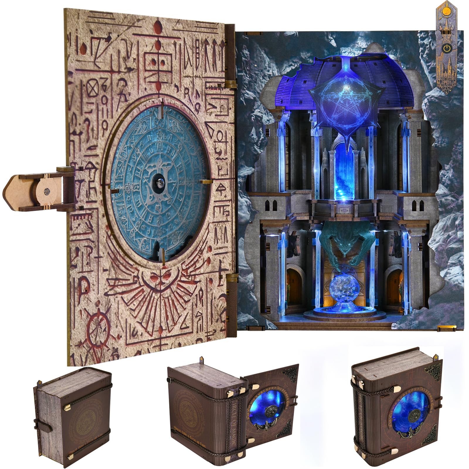 MiniCity Magic Booknook Building Set with LED Light, Mini Bookend Building Kit for Bookshelf & Home Decor, DIY Miniature Book Nook Building Model for Kids Adults Teens (Circle of Magic) Image