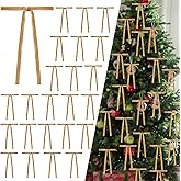 24-Pack 3/8'' Wide(5 * 7 inch) Khaki Velvet Christmas Ribbon and Bows Set for Tree Decor, Vintage Style Gift Wrapping, Wreath, Garland, Bow Tree Topper, Ornaments