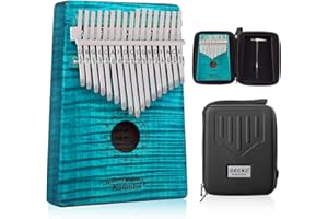 GECKO Kalimba 17 Key Thumb Piano with Hardshell Case Study Instruction Song Book Tuning Hammer for Beginners C Tone Tuned