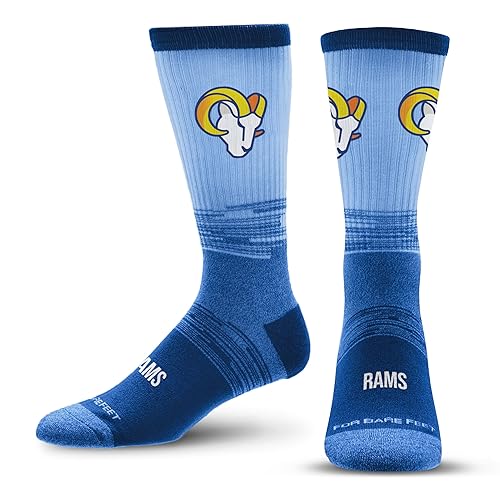 For Bare Feet NFL LOS ANGELES RAMS Team Tonal Crew Sock Team Colors Large