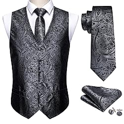 Barry.Wang Formal Men Dress Vest Matched Paisley
