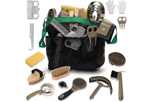 Horse Grooming Kit 14 Piece, Horse Brushes for Grooming Supplies Set, Professional Horse Supplies with Gloves & Brush for Equ