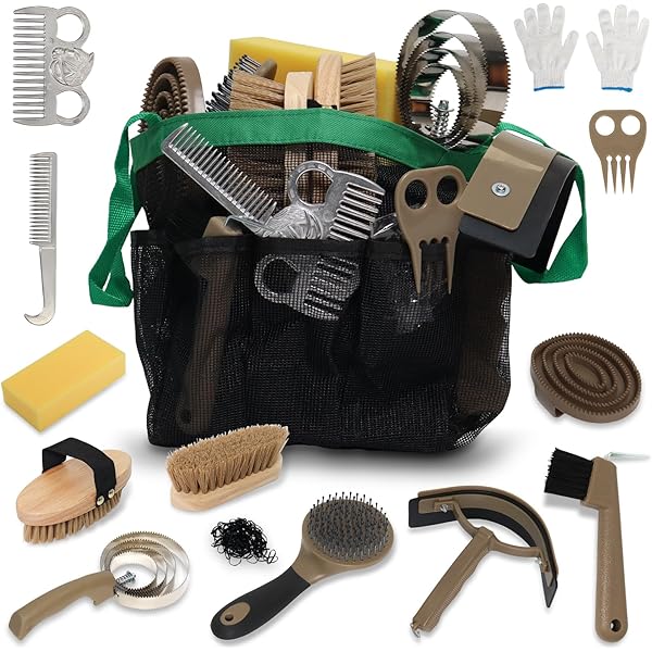 Kit De Toilettage Cheval Elico – Sac Violet + Brosse, Livraison Offerte