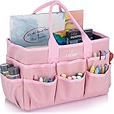 JJRING Craft Tote Bag Organizer for Art Storage, Art Tote Organization with Multiple Pockets, Art Sewing Supply Bag for Scrapbooking, Medical, and Office Supplies Storage (Pink)