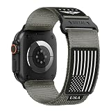 Rugged Nylon for Apple Watch Ultra 2/ Ultra 3 Band Series 11/10/9/8/7/6/5/4/3/SE iWatch Bands Men,Soft Woven Stars-Stripes Flag Wristbands Strap for Apple Watch Ultra 3/2/1 49mm 46mm 45mm 44mm 42mm