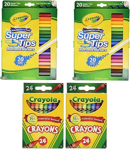 Download Amazon.com: Crayola 40 Ct Super Tips Washable Markers Bundle with Crayons (48 Count): Office ...