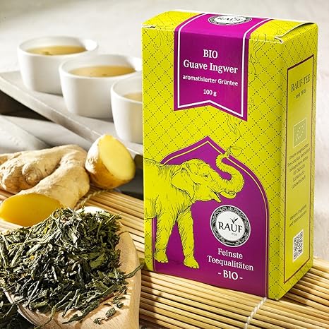 Rauf Tee - aromatisierter Grüntee BIO Guave Ingwer - 100g