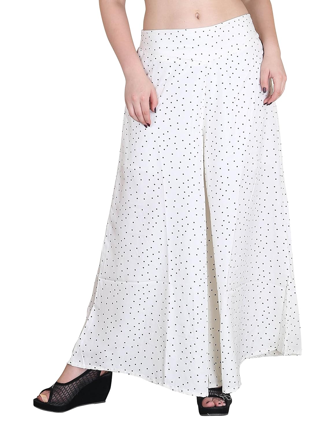 jollify regular fit women's white printed plazzo