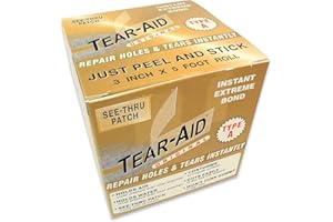 Tear-Aid Fabric Repair Kit, Type A Clear Patch for Canvas, Fiberglass, Leather, Polyester, Nylon & More, 3in x 5ft Roll, Single Pack