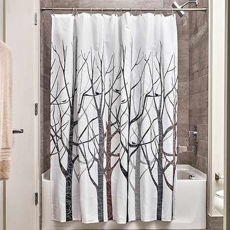 interdesign forest cortina de bano de diseno preciosa cortina de ducha de 183 x 183 cm cortinas modernas para banera o ducha con dibujo de arboles