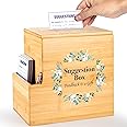 Suggestion Box with Slot, Donation, Rustic Feedback for Patient Care and Prayer Requests, 8H x 5.5W x 7.5L inch, Sustainable Bamboo Wood, School Voting