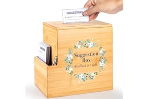 Grateful Creations Suggestion Box with Slot, Donation, Rustic Feedback for Patient Care and Prayer Requests, 8H x 5.5W x 7.5L inch, Sustainable Bamboo Wood, School Voting