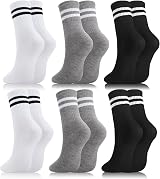 Zuimei 6 Pairs Stripes Women Socks Cushioned Ankle Sport Gym Casual view 8