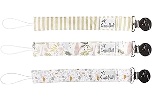 Copper Pearl Pacifier Clip 3-Pack: Premium Knit Binky Clips for Baby Girls and Boys - Stylish Stainless Steel Pacifier Holder Clip - Baby Pacifier Clips for No More Floor Drops - Rex