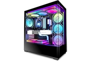 KEDIERS PC CASE ATX 7 PWM ARGB Fans Pre-Installed, Type-C Mid Tower Computer Case with Full-View Dual Tempered Glass, Gaming 